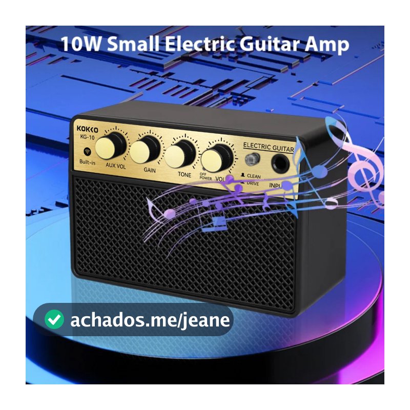 KOKKO 10W Pequeno amplificador de guitarra elétrica Mini alto-falante portátil para prática de guitarra para prática