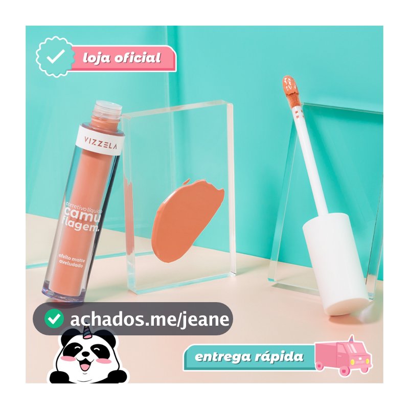 Corretivo Líquido Camuflagem Salmão Olheiras Azuladas Vegano Original Vizzela