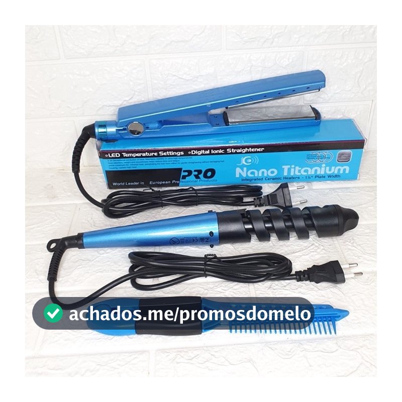 kit Chapinha Profissional Prancha Titânio 110V/220V OFERTA