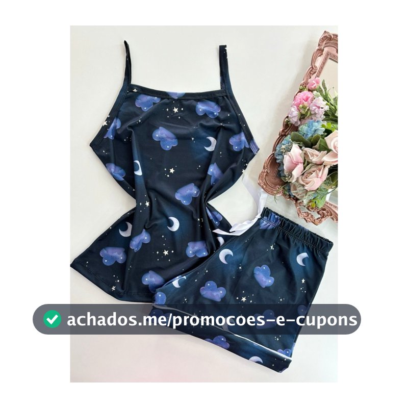 pijama feminino baby doll estampado pijama de alcinha short doll pijama de dormir linha noite (pijama sara)