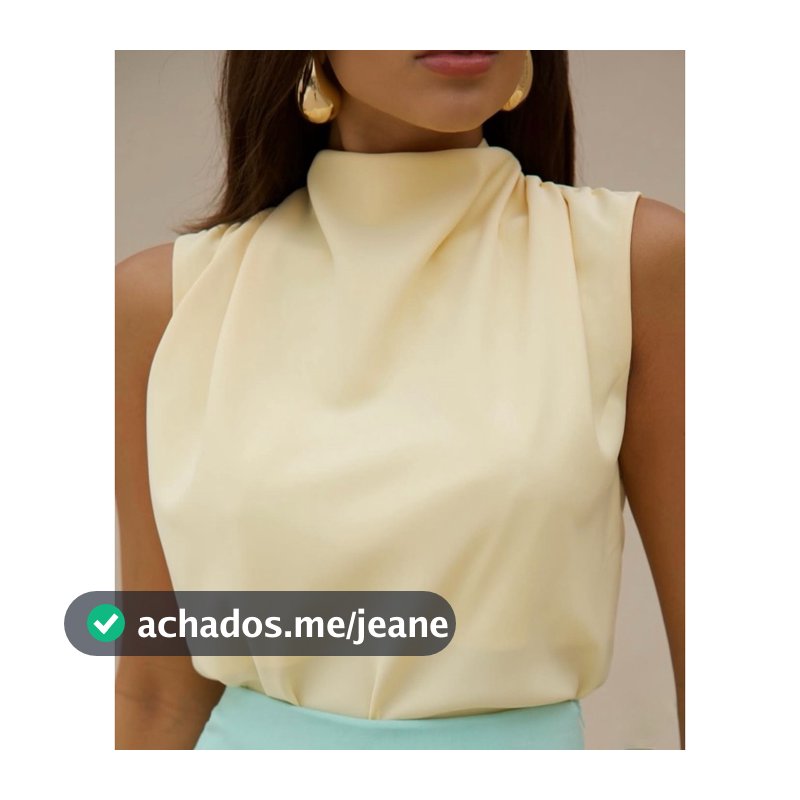 Blusa Feminina Kiara Gola Alta Elegante Sem Manga Crepe Social Casual Trabalho Festa P M G