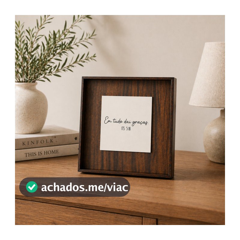 Quadro Decorativo em MDF Quadrado com Placa Gravada com Frase religiosa Sala Quarto Casa e Decoração