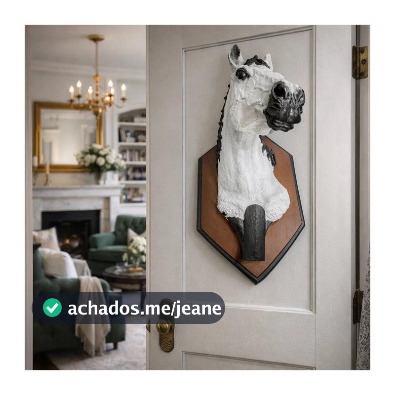 Cabideiro De Parede Cabeça De Cavalo Em Resina Decorativo