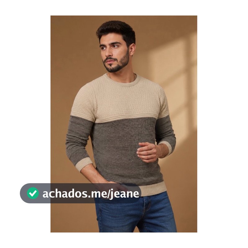 Sueter tricot masculino blusa de frio gola redonda manga longa blusa de Lã