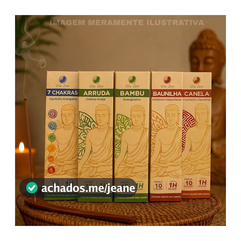 Incenso Aromático Natural Místico Vila Zen Linha Buda Sem Carvão