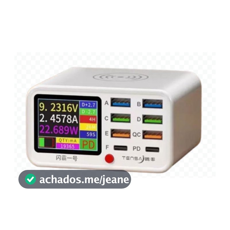 Carregador USB multiporta QC3.0 carregamento rápido PD20W carregamento rápido carregamento sem fio carregador de display