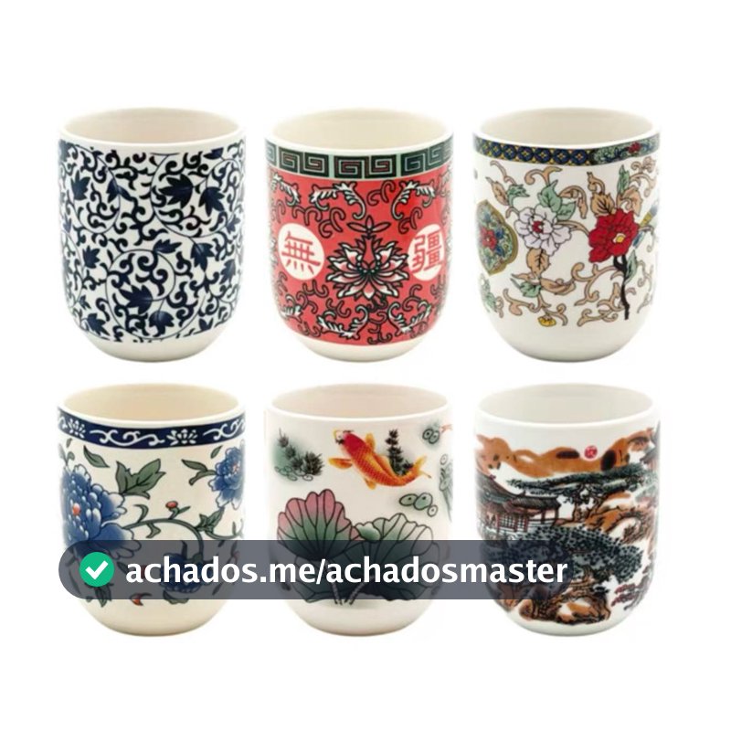 Kit 1/2/4 Copos Porcelana 150ml - Tokyo Design / Chá e Café / Decorativo / Kit Conjunto