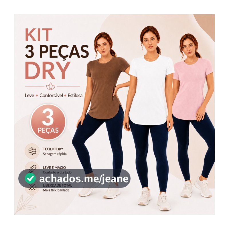 Kit 3 Blusas Feminina Academia Basica Lisa Fresca Roupa Feminina Long DryFit  Anti Odor P/GG