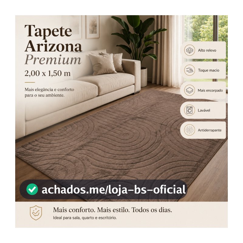 Tapete Sala 2,00x1,50 Alto Relevo Moderno Premium Macio Antiderrapante Quarto Decorativo