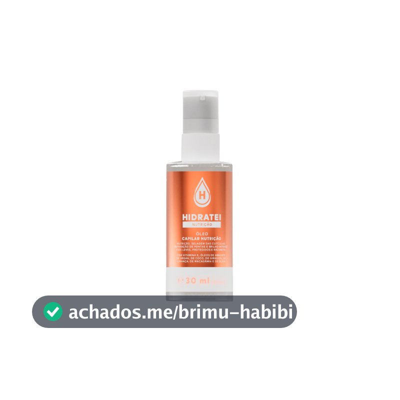 Óleo Capilar Nutrição Hidratei 30ml Mini Travel Size Antifrizz Reparador Pontas Brilho