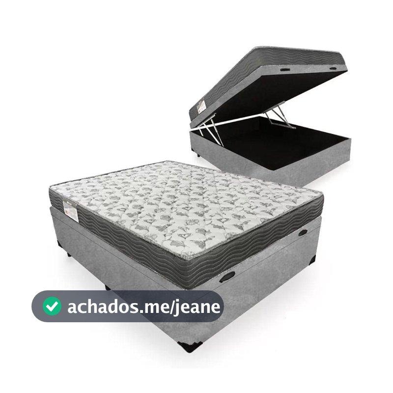 Cama Box Baú Casal Suede + Colchão De Espuma D33 - Serene - 138cm Cinza
