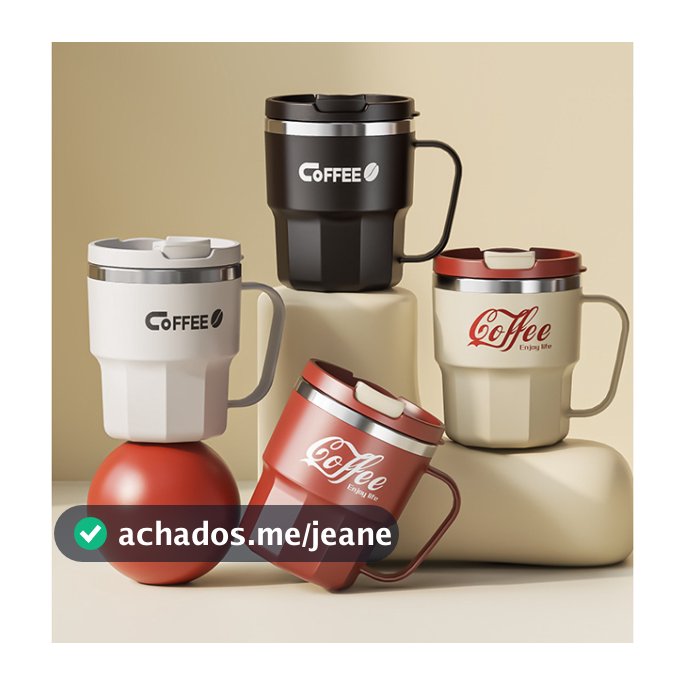 Caneca De Café de Aço Inox Copo Térmica 400ml Capa Resistente Ao Calor Alça Criativa Escritório Casa