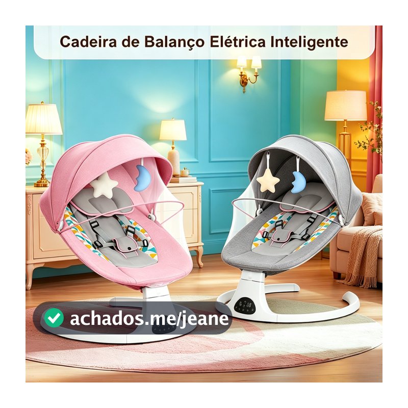 Cadeira De Balanço Para Bebê Automática com Bluetooth Música Mosquiteiro e Controle Remoto