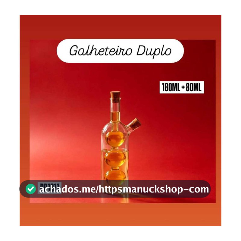 Galheteiro Duplo de Vidro com Rolha de Cortiça 180ML + 80 ML
