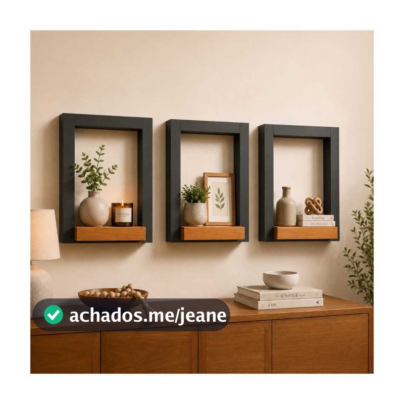 Kit 3 Prateleira Estilo Industrial 25x3O cm modelo Quadro - Ideal para Sala, Quarto, Cozinha e Banheiro