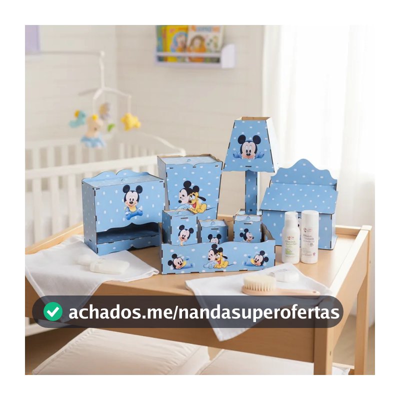 Kit Higiene Bebê Mickey ou Minnie - Lembrancinha Infantil MDF ADESIVADO