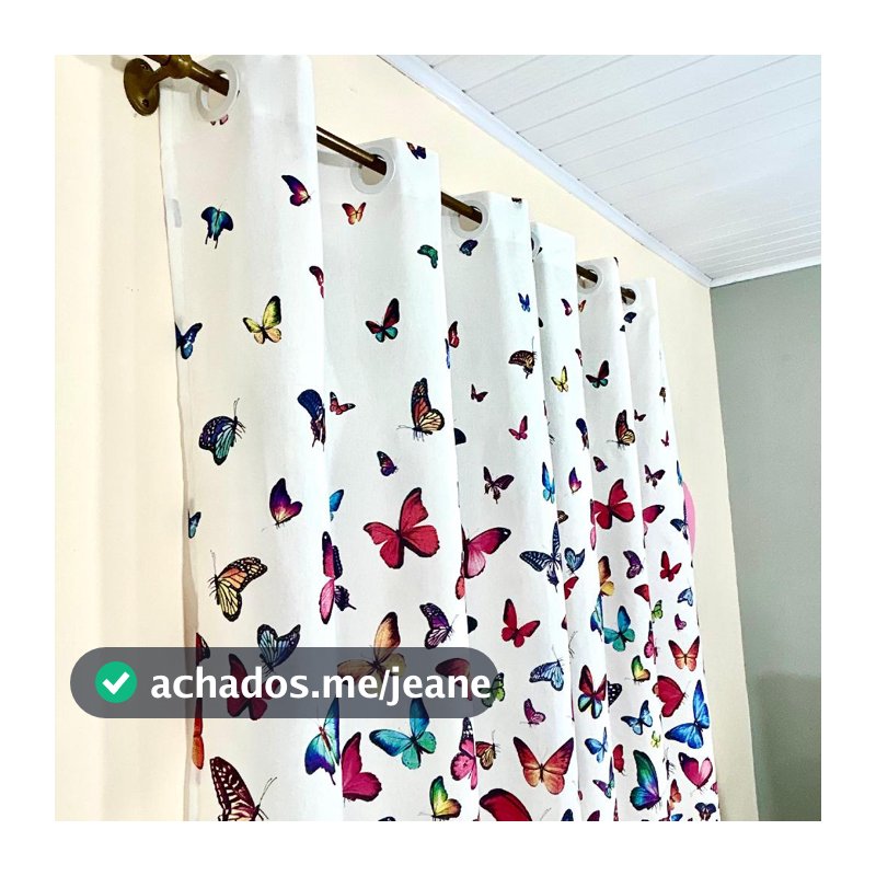 Cortina Borboleta p/ Quarto de Menina | 2,40x2,60 | Percal 180 Fios | Estampa Alegre