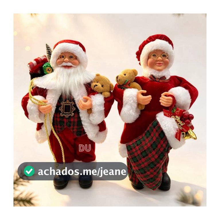 Kit Casal Boneco Papai Noel E Mamãe Noel Decoração Natal 30cm (2510+2506)