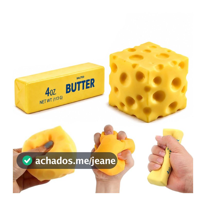 Conjunto de 2 peças de brinquedos macios em forma de manteiga e queijo, brinquedos antiestresse, brinquedos sensoriais m