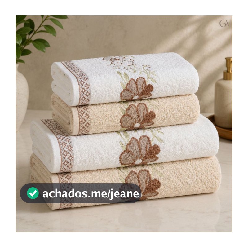 Jogo De Toalhas Karsten 100% Algodão Floral Grossa 4 Peças Yuna