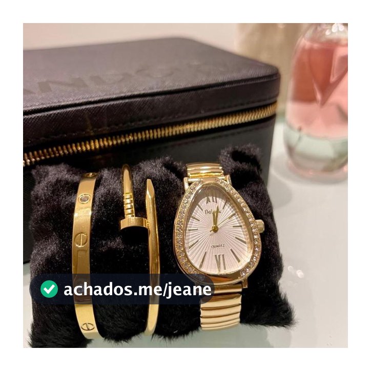 Kit Relogio Com Pulseira e bracelete  Dourado e Prata Kit de Luxo  Conforto Moda Blogueira
