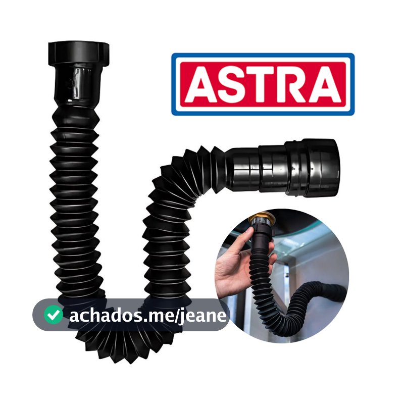 Sifão Sanfonado Preto Ajustável Extensivo Flexível Pia Banheiro Cozinha Black - Astra