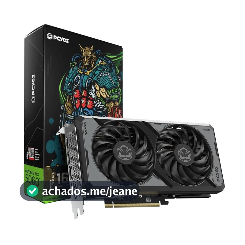 Placa de Vídeo PCYES NVIDIA GeForce RTX 5060 Ti, 16GB, GDDR7, DLSS, Ray Tracing, PVRTX5060TIB2F16G