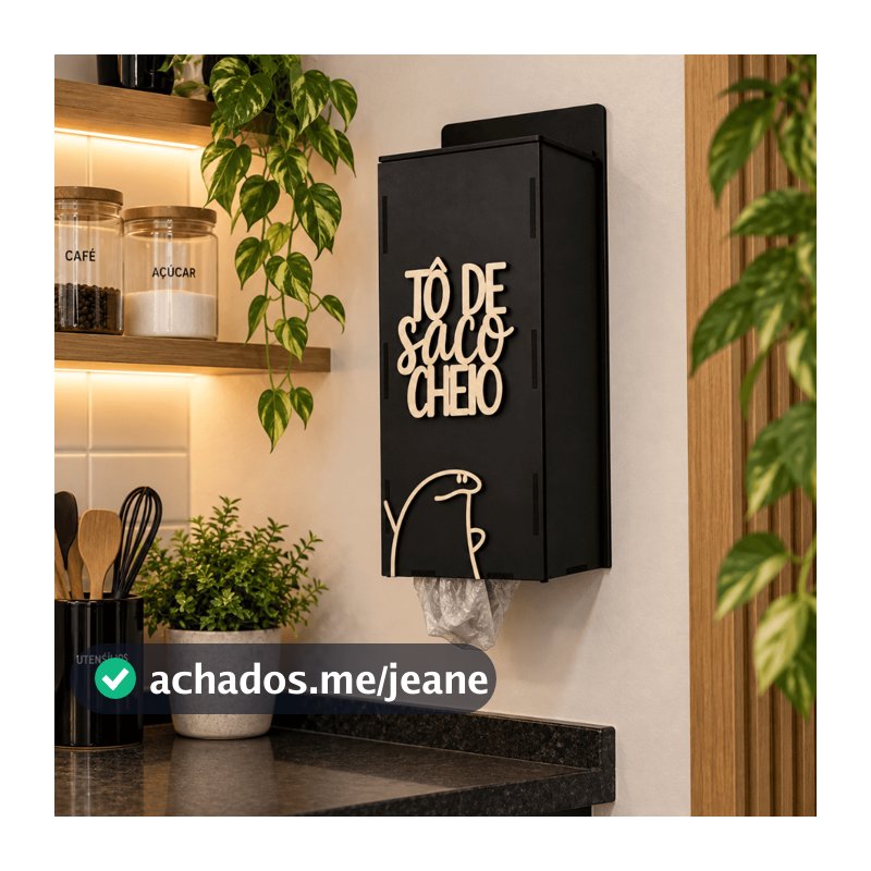 Puxa Saco de Parede EM Mdf Organizador De Sacolas Cozinha Flork