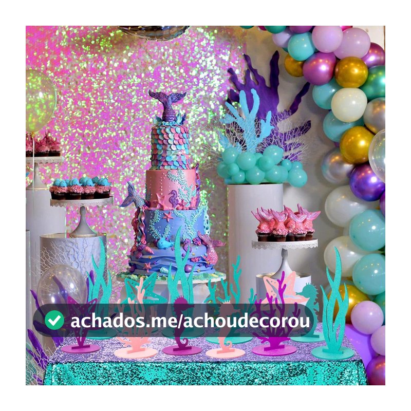 2pc Ocean Seagrass Coral Mermaid Tail Party Seaweed Little Aniversário 1a Festa Decoração Sob O Mar Menina Bebê