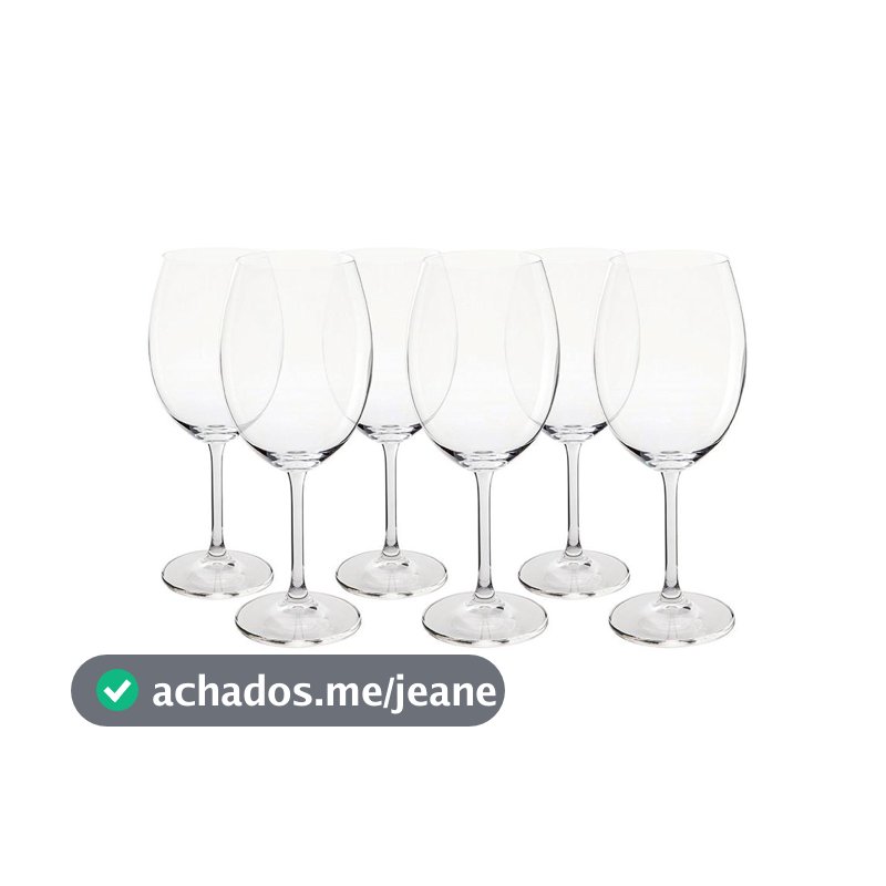 Kit 6 Taças Vinho Tinto Bordeaux Cristal Titanium 580ml Bohemia