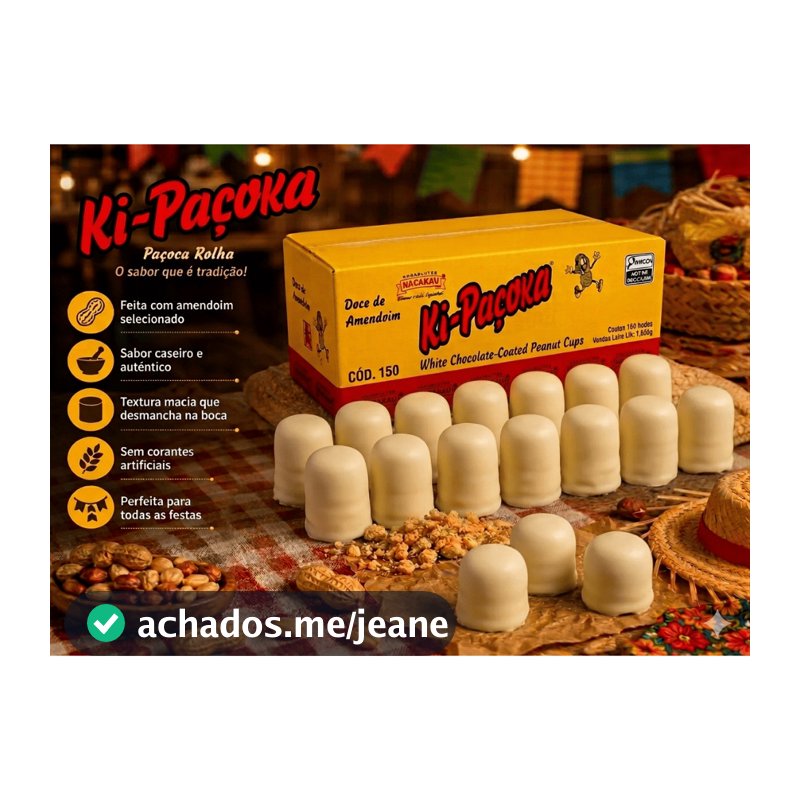 Paçoca Rolha 100 Unidades 2kg Paçoquinha Rolhinha Doces Cobertura Branca Embalada Individualmente