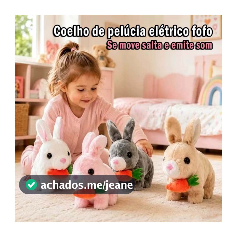 Brinquedo de Pelúcia de Coelho Elétrico – Anda, Salta e Emite Som, Excelente Companhia Para as Crianças！