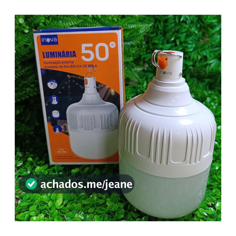 Lâmpada De Emergência Portátil Camping Led 50W Recarregável USB Com Gancho