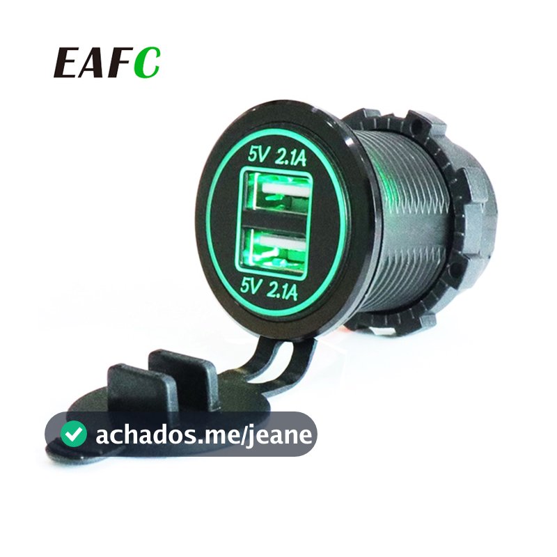 Eafc 12-24v Carregador USB Para Carro , Tomada De Energia Motocicleta , Caminhão , Atv , Barco , Portas Duplas 4.2a , LE