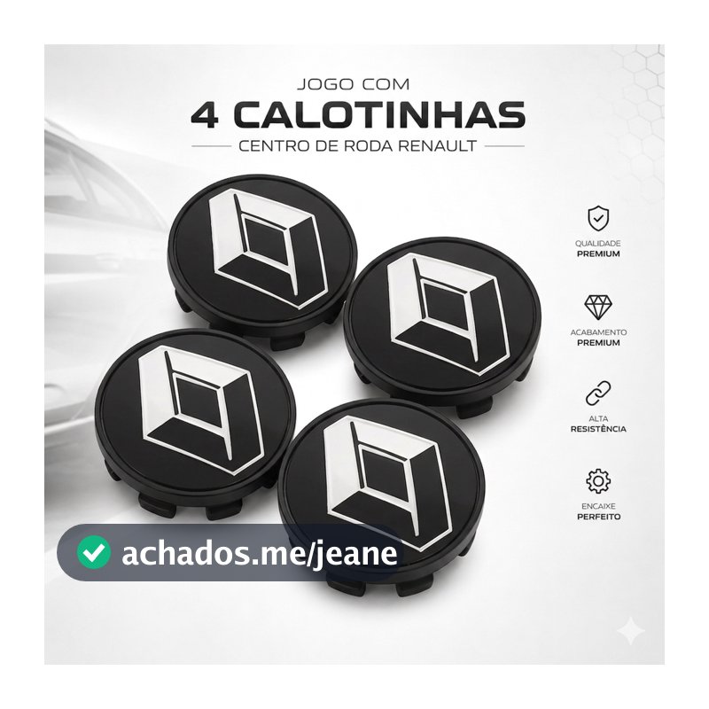 Kit 4 Calotinhas Calota Central Miolo Roda Renault 50mm Tampa Centro Acabamento