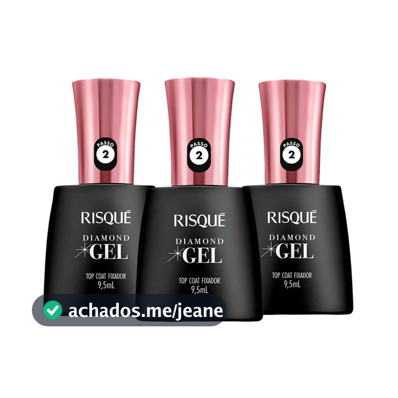 Kit Risqué Diamond Gel Top Coat Fixador 9,5ml - 3 Unidades
