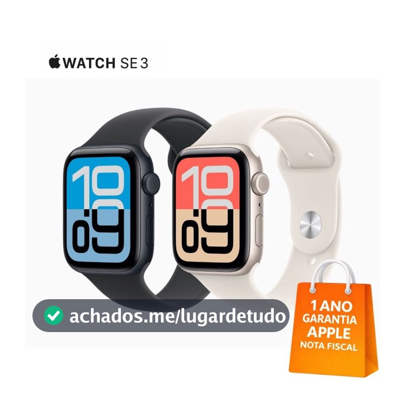 Relógio Apple Watch Series SE 3 GPS Tamanho 40mm ou 44mm Esportivo 1 Ano Garantia com Nota Fiscal