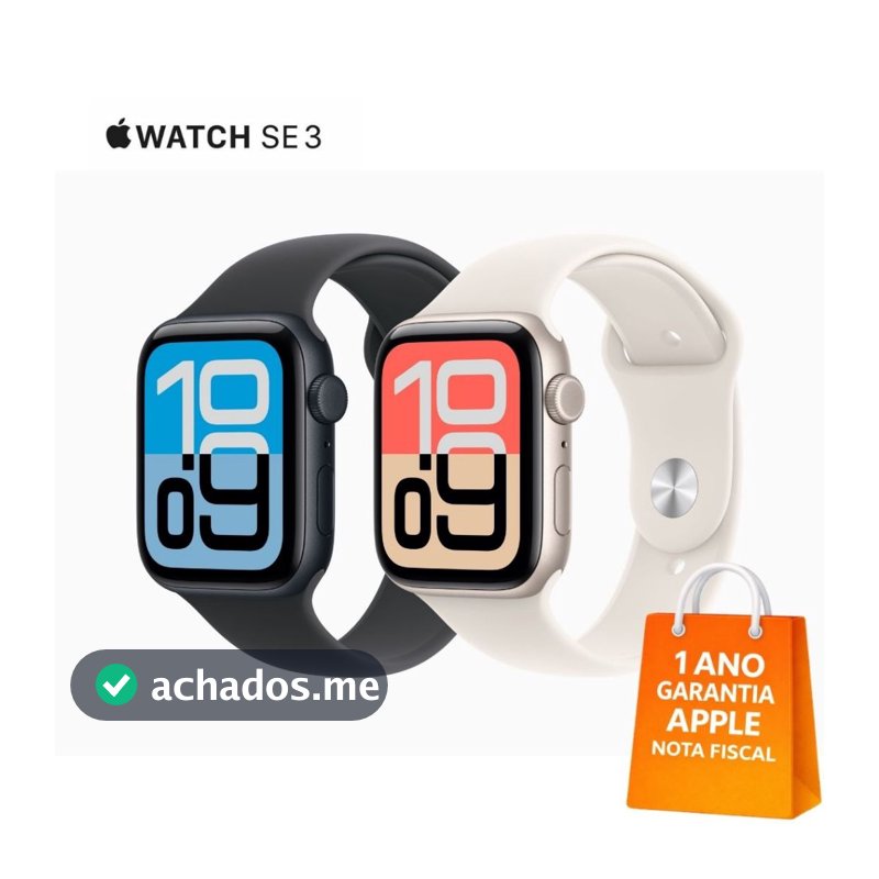 Relógio Apple Watch Series SE 3 GPS Tamanho 40mm ou 44mm Esportivo 1 Ano Garantia com Nota Fiscal