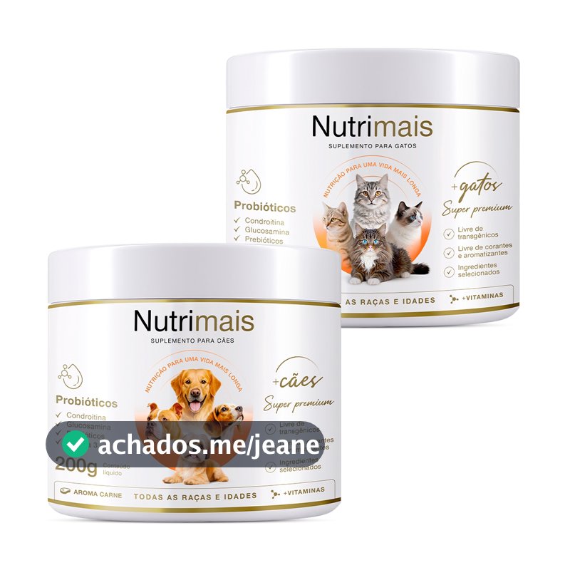 Kit 2 Suplemento Nutrimais Cães + Suplemento Nutrimais Gatos Para Queda de Pelos, Imunidade, Articulações, Energia