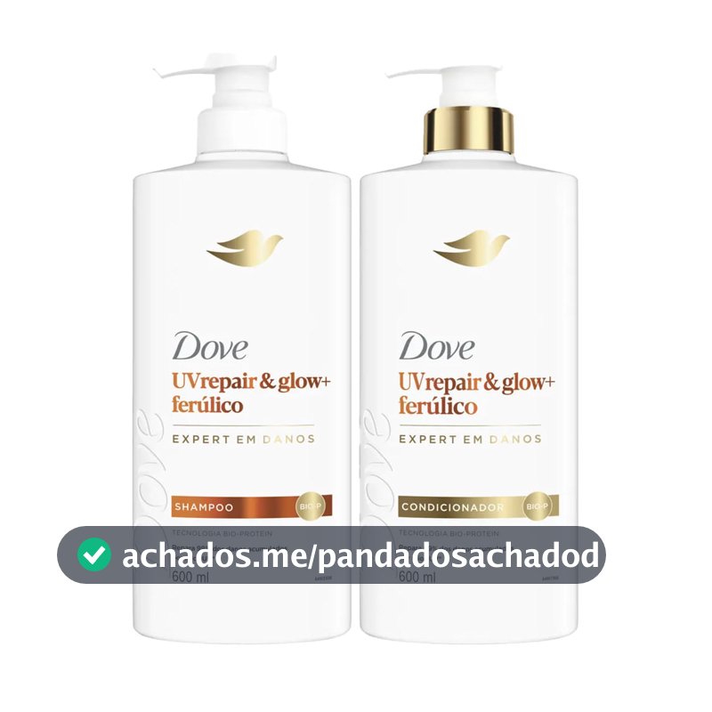 Kit Dove Shampoo 600ml + Condicionador 600ml Uv Repair & Glow + Ferúlico