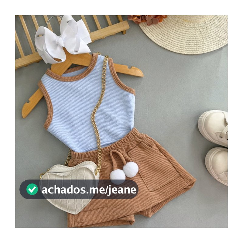 Conjunto Infantil Menina Regata Ribana e Short Saia Ana ruga Confortável e Estiloso