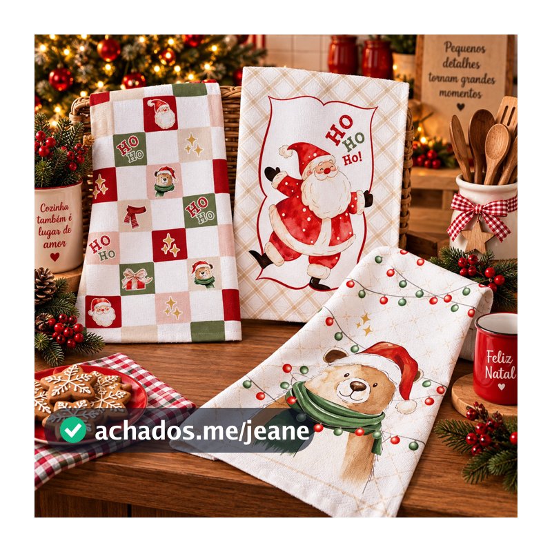 Kit 3 Panos de Copa Prato Natal Dohler 45x65 100% Algodão