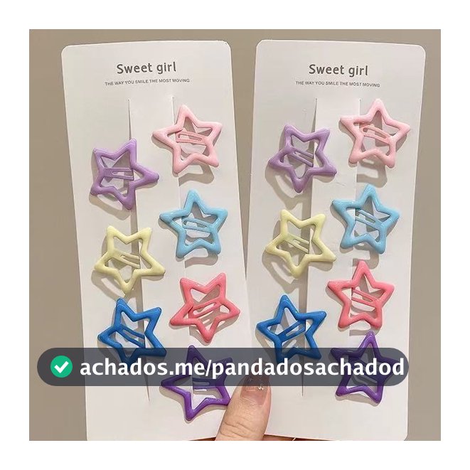 Kit 10 Presilhas Estrela Infantil, Grampos para Meninas Y2k Coloridas, Acessório de Cabelo Tic Tac