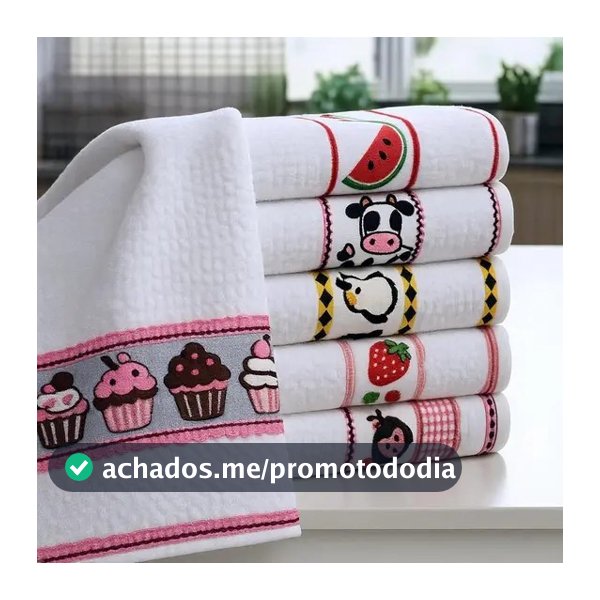 Kit C/5 Pano de Prato Atoalhado Felpudo Estampado Sortidos