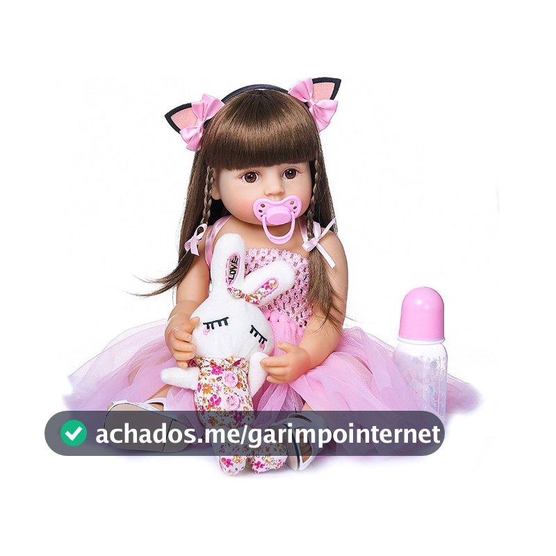 Boneca Bebê Reborn 100% Silicone Menina Original 55cm Coelho