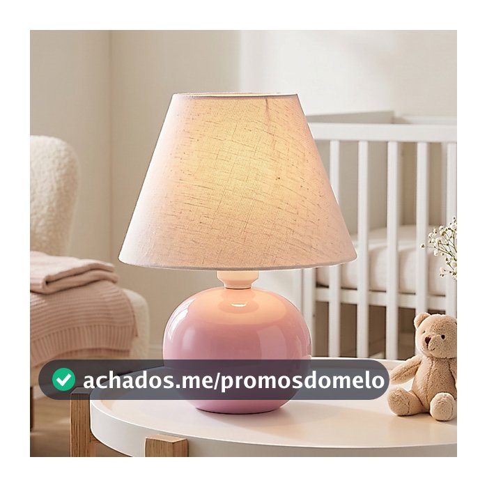 Abajur Luminária de Cerâmica Bolinha Com Cúpula Tecido Quarto Sala Escritório Cores Brilhantes