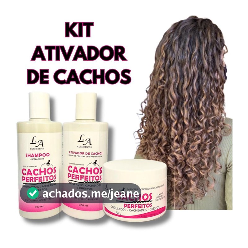 Combo Cachos Perfeitos Shampoo Condicionador e Máscara Hidratante Ativador de cachos 3x300g