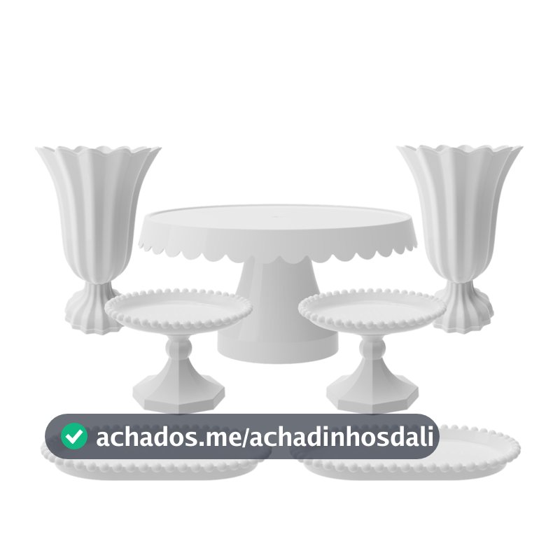 Kit Aniversário 7 Peças Vasos Boleira Decoração Eventos Infantil Doces Bolo