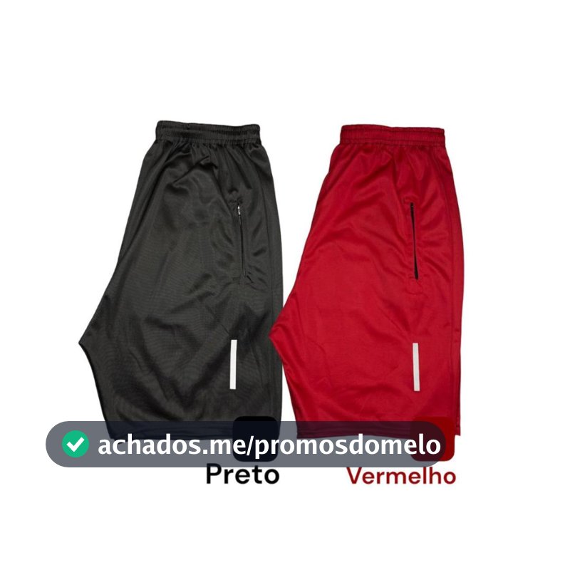 kit com 2 bermudas com ziper no bolso - todas as cores