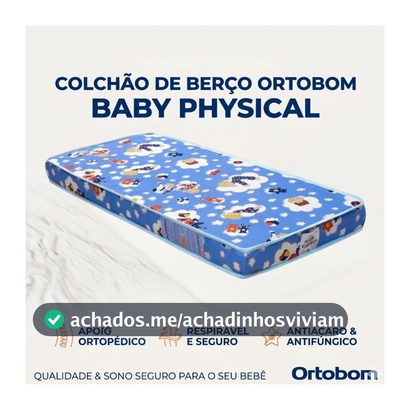 Colchão Berço Ortobom Baby Physical D18 Impermeável Antialérgico 70x130 Conforto e Segurança para Bebê
